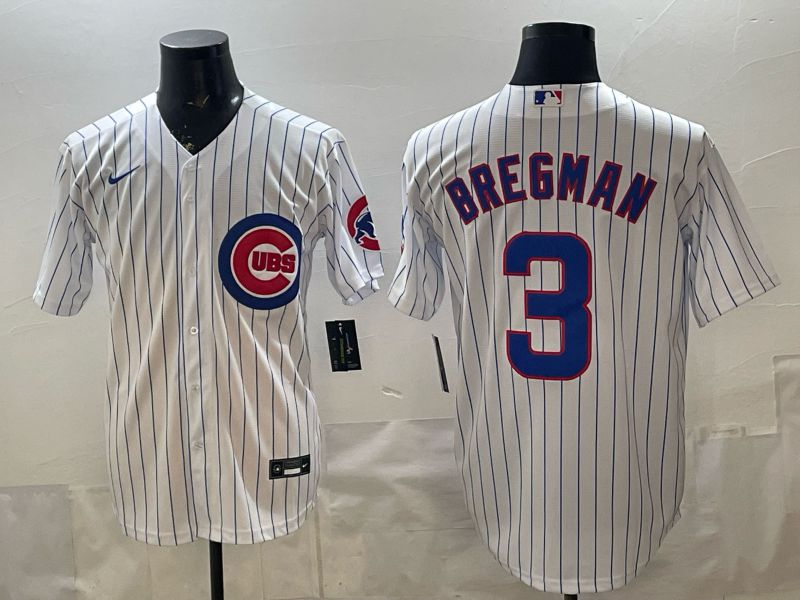 Men 2026 Chicago Cubs #3 Bregman White Stripe Game Nike MLB Jersey style 002->chicago cubs->MLB Jersey